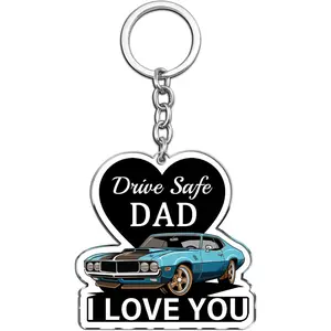 Drive Safe Dad Keychain Father's Day Gifts from Daughter Son Cool Stuff Unique Birthday Christmas Father's Day Gifts for Dad I Love You Daddy Gift Ideas Stocking Stuffers