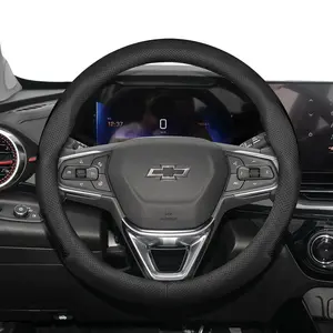 For Chevrolet Car Perforated Leather Steering Wheel Cover Ultra-thin Breathable Protective Cover Fits Silverado/Equinox/Trax/Onix/Tahoe/Traverse/Trailblazer/Colorado/Tracker/Suburban/Onix Plus/Blazer/Spin/Montana/S10 Black Burgundy Brown Mocha