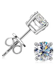 S925 Sterling Silver Synthetic Moissanite Stud Earrings, Eternal Promise Wedding Engagement Earrings, Fine Jewelry Anniversary Gift for Women