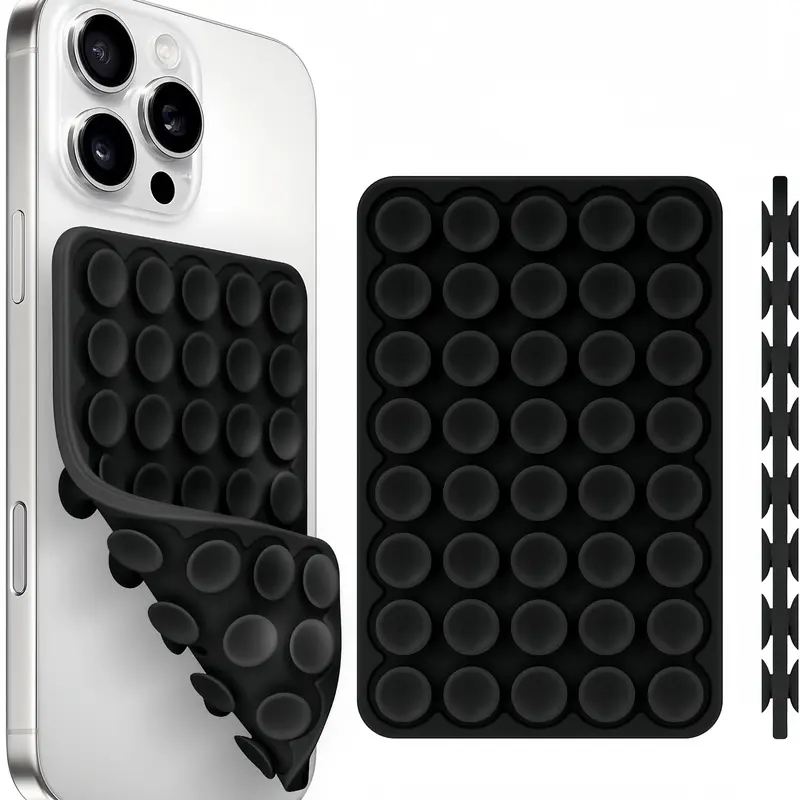Silicone Suction Cup Double-Sided Multipurpose Smartphone Stand - Universal Cellphone Mount, Adhesive-Free, Multi-Surface Grip, Strong Non-Slip Mobile Accessory for Selfies, Videos (Fits iPhone & Android), Multipurpose Phone Holder, Nonslip, Accessories,,