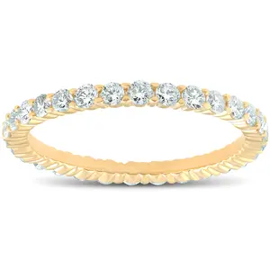 1 Ct T.W. Lab Grown Diamond Eternity Ring 14k Yellow Gold Stackable Wedding Band