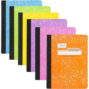 Composition Notebooks, 6, College Ruled Paper, 71/2" x 93/4", 100 Sheets, Assorted Bright Colors (850106ECM)