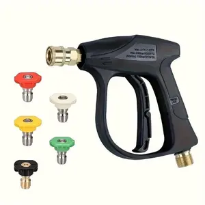 High Pressure Washer Gun, Pressure Washer Wand, 3000 PSI Max With 5 Color Quick Connect Nozzles Adjustable Nozzle M22 Hose Connector 3.0 TIP