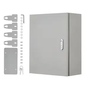 Garvee 24" x 16" x 10" Steel Outdoor Electrical Box – NEMA 4X, IP66 Waterproof, Dustproof, Lockable Junction Enclosure with Mounting Plate – Ideal for Indoor/Outdoor Electrical Panel – Gray-white