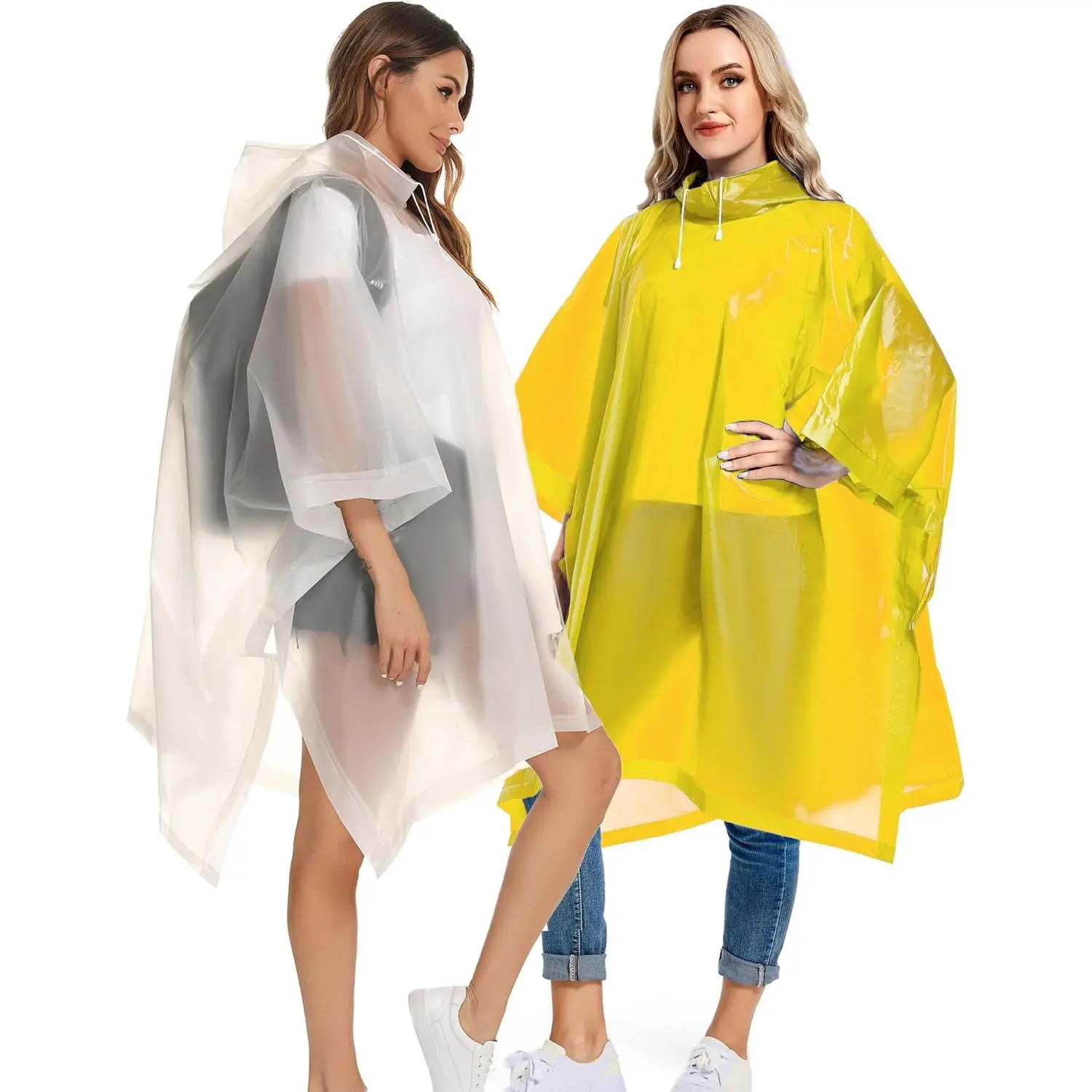 2 Pack Rain Ponchos for Adults  - Raincoats   Heavy Duty Rain Coat with Drawstring Hood