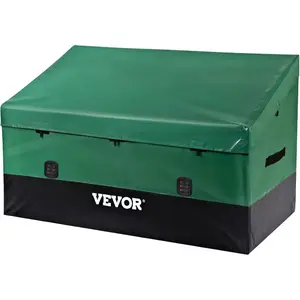 VEVOR Outdoor Storage Box, 150 Gallon Waterproof PE Tarpaulin Deck Box w/Galvanized Frame, All-Weather Protection Portable, for Camping, Garden, Poolside, and Yard, Black GreenVEVOR Super Brand Day