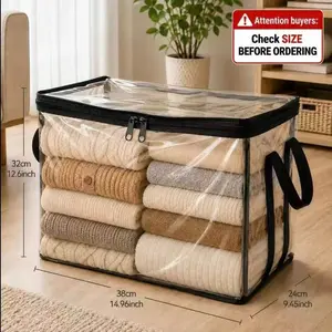 Large Clear Thick Plastic Storage Box with HingedLid, Heavy-Duty Durable High-Capacity Organizerfor Home, Moving, Attic