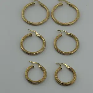 Argollas 10k Gold Hoop Earrings Set of 6 Classic Design for Everyday Wear