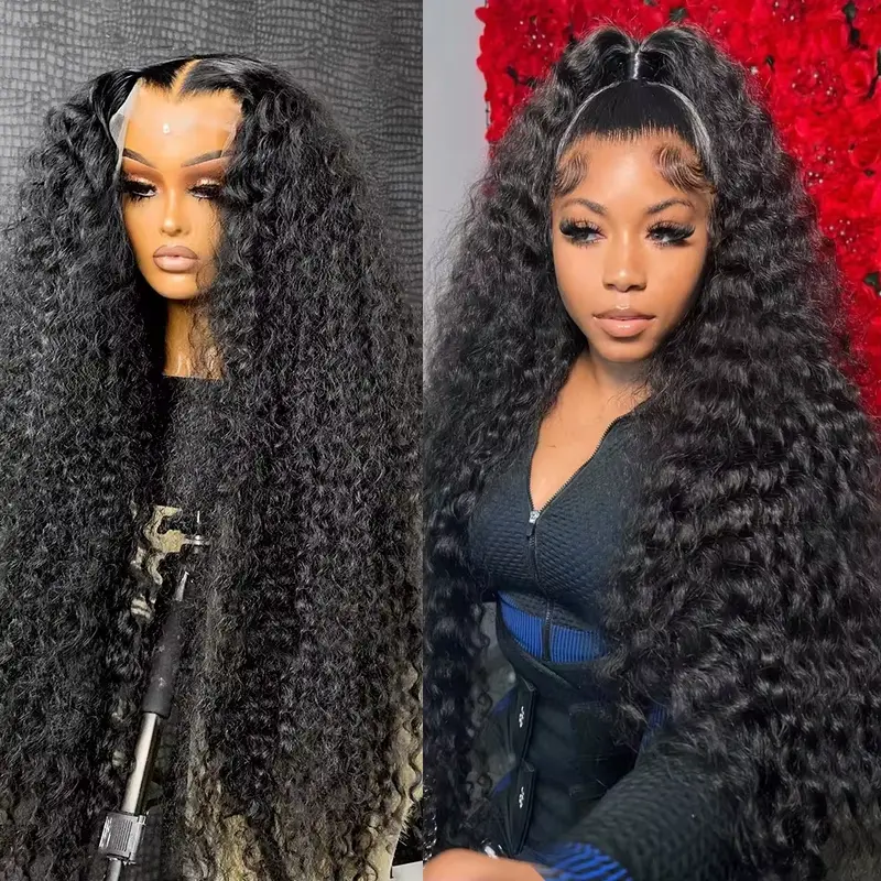 MYLOCKME Kinky Curly Frontal Wig - Women's Medium 1-Piece Glueless HD 13x4/13x6 Lace Front Human Hair Wig, 36-38 in Long, 180% Density, Pre-Plucked Natural Hairline, Curly Frontal Wigs, Glueless Hd Wigs