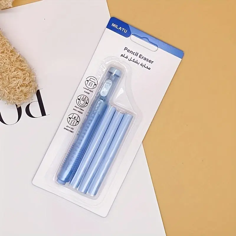 Portable Push Pull Eraser, Precision Eraser, 1 Count Eraser with Refillable Eraser Refill, Writing & Correction Tool for Home School Office