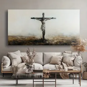 Canvas Wall Art Crucifixion Jesus Modern Abstract Painting Solid Wood Wrap Frame Drawing for Living Room Bedroom Office Home Decor High Quality Printed on Canvas