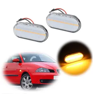2pcs Clear Lens Front LED Side Marker lamps Lights For VW MK4 Jetta GTI R32 Beetle, Replace OEM 1J0949117, 1J0 949 117