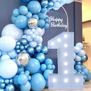 New 73cm Giant Figure Balloon Filling Box with Lights 1st Birthday Balloon Number 18 30 50 60 Balloon Frame Wedding Decor BabyShower Gifts