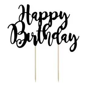 CAKE TOPPER HAPPY BIRTHDAY BLACK (22.5CM)