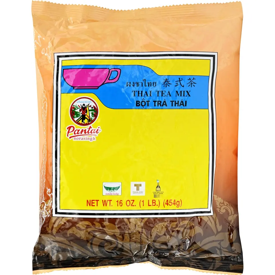 PANTAI Authentic Thai Flavor Rich Bold Taste Spiced Ceylon Black Tea Powder, 16oz (1lb) Beverage Mix for Room-Temperature Drinks