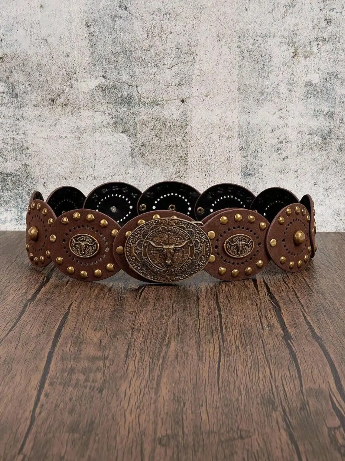 Women's Coffee Western Cowboy Style Bohemian Wide Waist Belt, Western Cowboy Belts, PU Leather Rivet Decor, Versatile for Dresses, Shorts, Pants, Parties, Fashion Belt, Decorative Belt