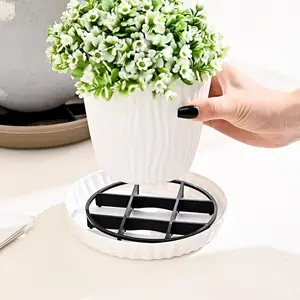 10pcs Grid Design Flower Pot Trays - Anti-root Rot Trays, Flower Pot Brackets, Breathable Circular Drainage Racks, Flower Pot Raising Racks, Indoor and Outdoor Potted Plant Accessories, Plant Trays, Essential for Indoor Gardening