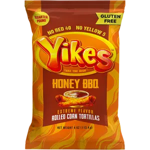 Yikes Honey BBQ Chips – Sweet & Smoky Barbecue Snack, 4oz Bags (Case of 10)