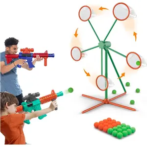 Shooting Games Toys for Age 5 6 7 8 9 10+ Year Old Boys, Kids Toy Sports & Outdoor Game with Moving Shooting Target & 2 Popper Air Toy Guns & 24 Foam Balls, Gifts for Boys and Girls