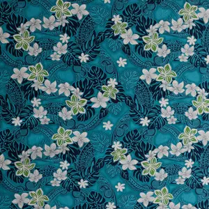 Traditional Polynesian Tattoo Plumeria Tiare Design Peachskin Fabric | Islands Fabric