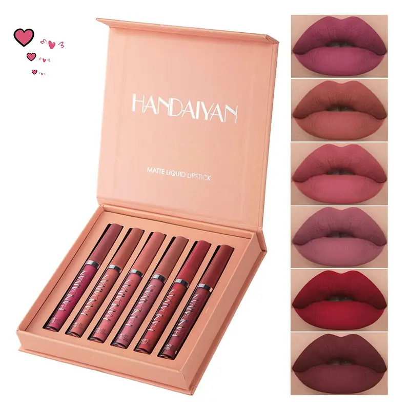 Long-lasting Matte Lip Glaze Set, 6 Counts/box Waterproof Lip Gloss, Moisturizing Hydrating Matte Lipstick, Suitable for All Occasions Lip Makeup, Lipgloss Moisturizer, Lip Products Makeup