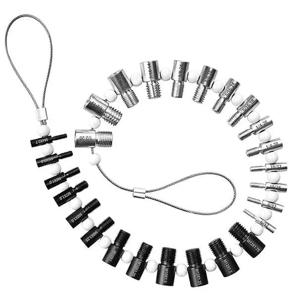 Nut and Bolt Thread Checker Tool - 26 Male/Female Thread Gauges, Standard and Metric Hardware Test Gauge Set, Bolt Size Identifier