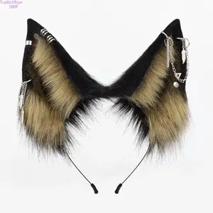 Original Design Realistic Wolf Ears Headband, Handmade Multi-Color Furry Animal Ears Hair Accessories, Cosplay Costume Headwear Props Perfect for Anime Conventions, Comic Cons, Furry Events, Halloween & Themed Cosplay Parties