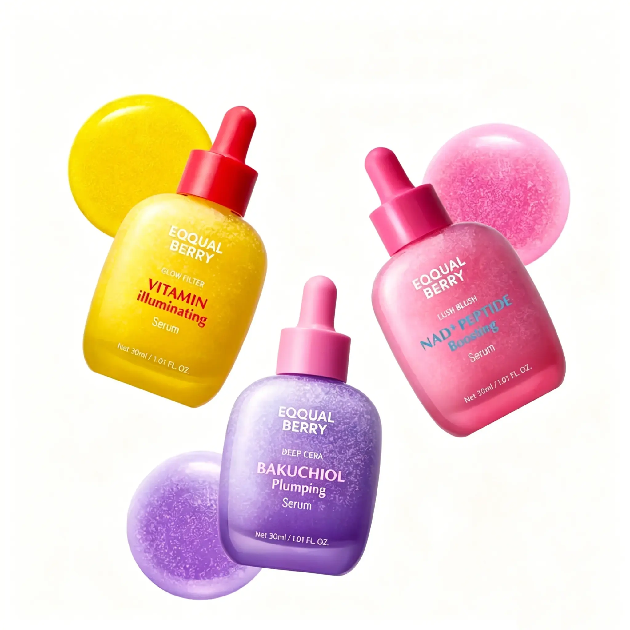 Equalberry 3-in-1 Facial Serum Trio Set, Vitamin Illuminating Brightening Glow Serum, Bakuchiol Pore Tightening Plumping Serum, NAD+ Peptide Age-Defying Lifting Boosting Serum, Multi-Effect Daily Skin Care Kit