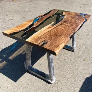 [BST112] Black Walnut Wood Epoxy Table custom epoxy river slab table, Executive Desk, Custom Large Epoxy River Table, Solid Wood Slabs Table, Large Computer Office Desk Workstation, Business Furniture for Home Office