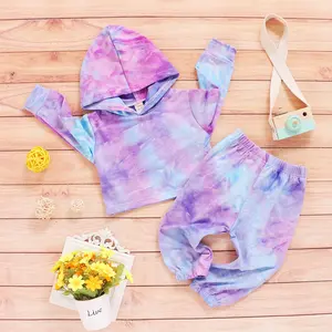 Toddler Tie-dyed Autumn Outfit Long Sleeve Hoodie + High Elastic Waist Leisure Pants