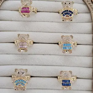 adjustable bear rings gold plated diferent colors available
