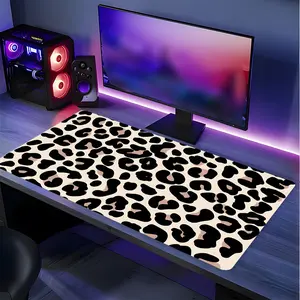 Leopard Print Large Extended Gaming Mouse Pad, Non-Slip Rubber Base Stitched Lock Edge Desk Mat, Wild Animal Pattern Artistic Design Desk Pad, Durable Computer Accessory for Home Office & Gaming Setup, Perfect Gift for Gamers & Fashion Lovers