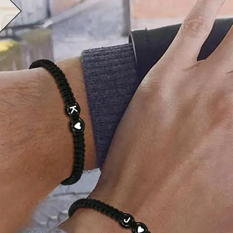 Fashion Heart Decor Braided Drawstring Letter Bracelet, Casual Fashion Matching Bangle, Unisex Stylish Accessory for Women & Men, Stackable Bracelets, Word Bracelets, Pretty Bracelet, Fashionable Bracelet Style, Bracelets Jewelry