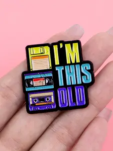 "I'm this old" Vintage Tape Quote Enamel Pin, Fashion Personalized Backpack Hat Sweater Accessory, Perfect Party Holiday Gift
