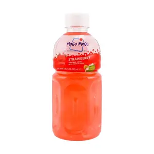 Mogu Mogu Strawberry Jelly Drink with Real Coconut Bits - 320ml Thai Beverage, Popular Drink