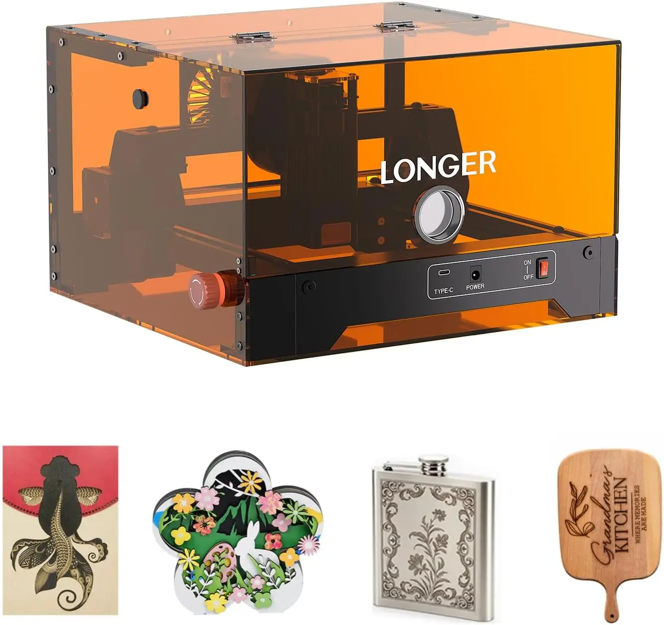 Longer New Upgrade miniS Laser Engraver, 12000 mm/min high Speed Cutter, for Wood, Metal, Acrylic, Leather.