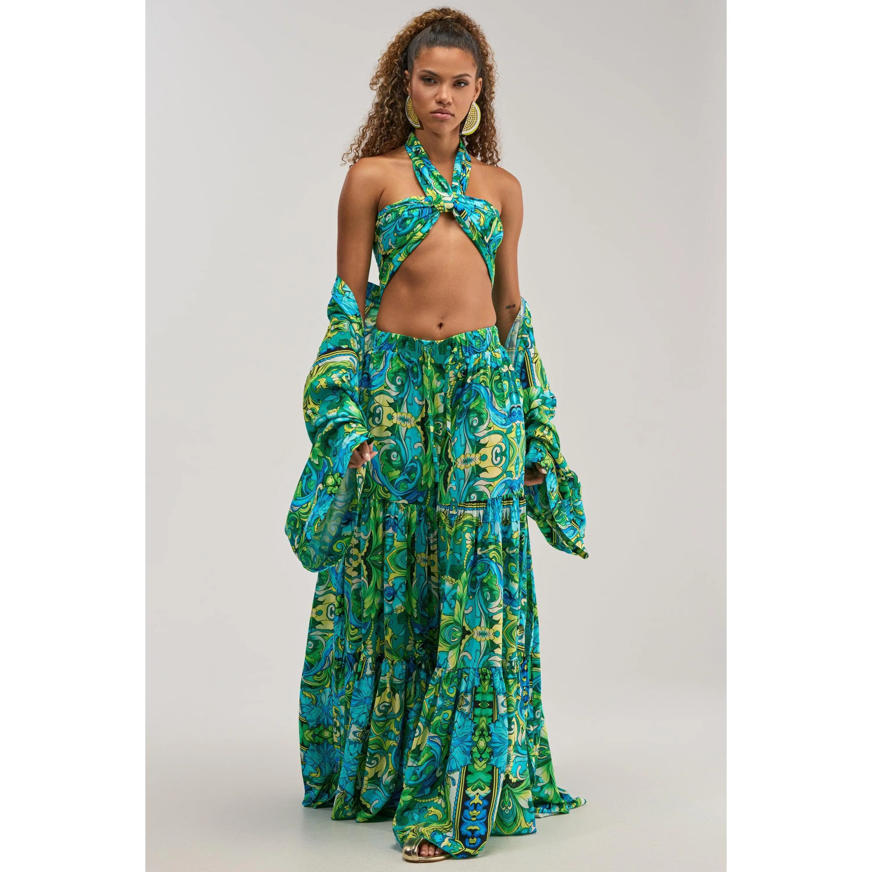INTO THE GARDEN PALAZZO PANT IN GREEN MULTI