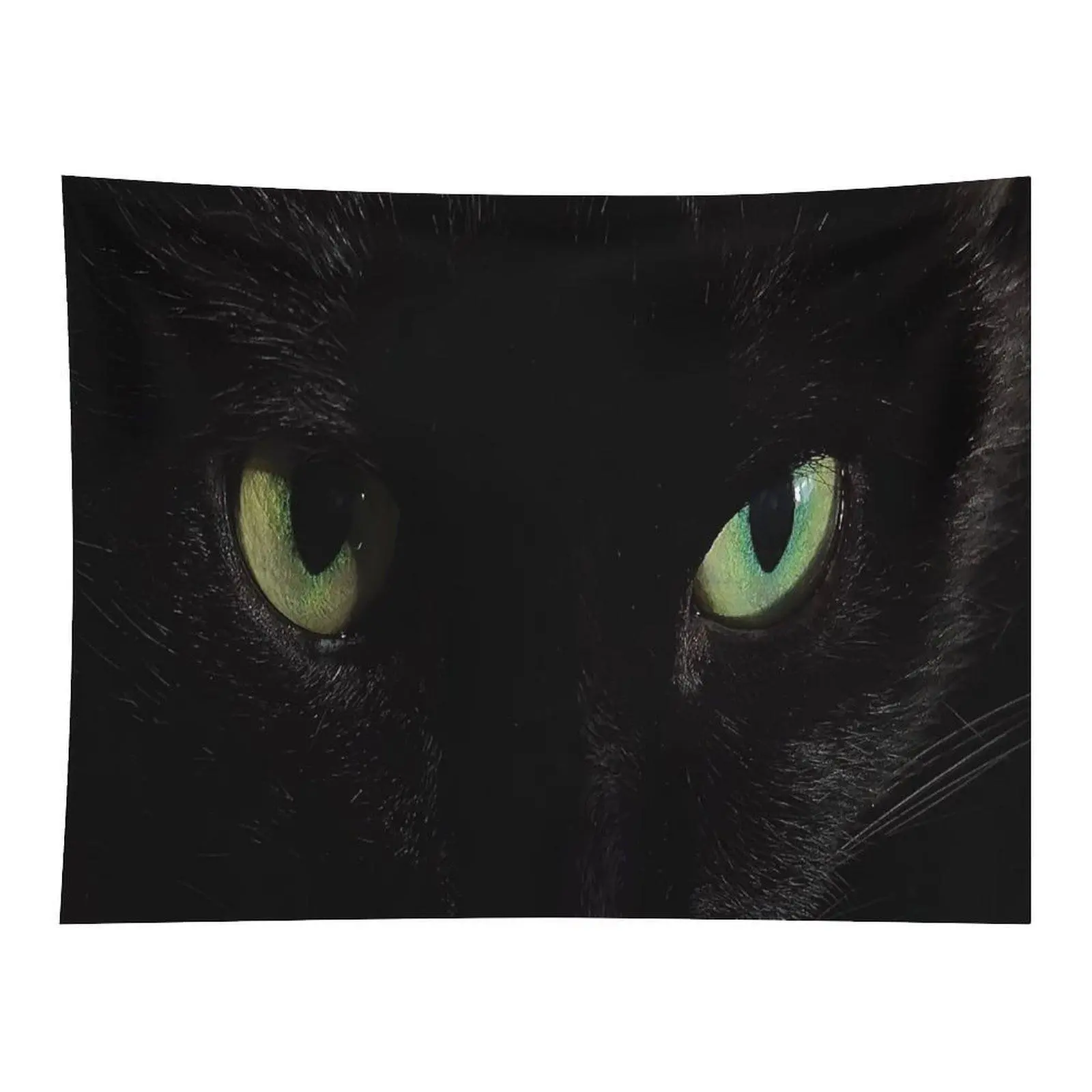 Black Cat Eyes Tapestry Dark Cat Close Up Wall Hanging Decor