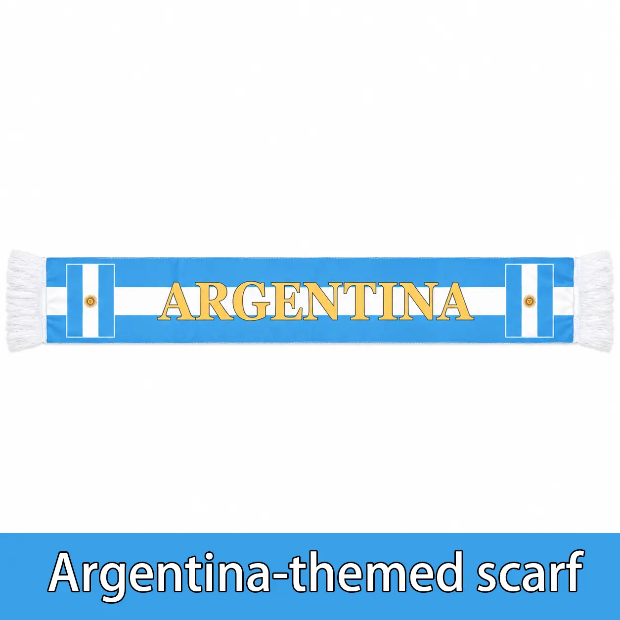 Unisex Argentina-Inspired Soccer Scarf for Fans - Blue & White Football Fashion Neck Wrap, All-Seasons Soft Lightweight Sporty Look Sports Accessory, Collectible Decoration for Game Day