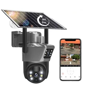 V380 Pro Dual Screen Solar Camera,360° PTZ Outdoor 8X Zoom Dual Lens Human Surveillance Camera,Two-Way Talk,APP Live View,Auto Tracking,IP WiFi Camera