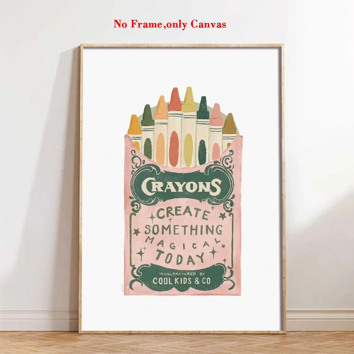 1 pc, wall art, Artwork, Decorative Artwork, vintage poster, Canvas Prints, playful vintage crayon print art, colorful water pen canvas painting, bedroom aesthetic, living room decor, apartment decor, children's gift, unframed