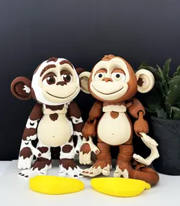 2pcs Jumbo 3D Printed Articulated Cow Monkey Fidget Toy, 9" Posable Monkey, Stands on Its Own for Fun Poses and Display, Executive Desk Toy, Fidget Toy 3D Printed in USA
