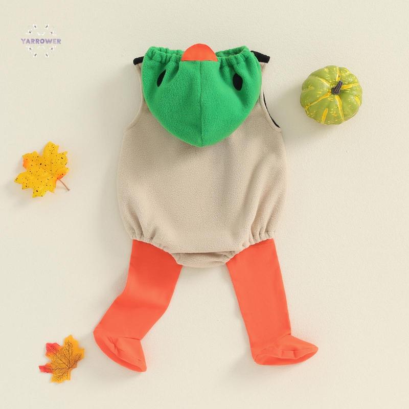 Infant Baby Boys Girls Halloween Mallard Duck Costume Hooded Sleeveless Romper Leggings Outfit Set