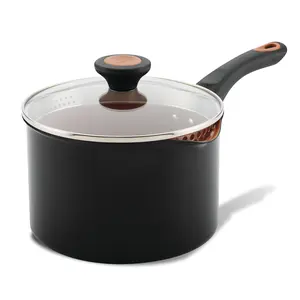 3-Quart Copper Ceramic Nonstick Straining Saucepan