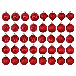 Holiday Time Brilliant Red Shatterproof Christmas Ornaments - 40 Count
