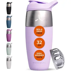 32oz Stainless Steel Protein Shaker Bottle – Leak-Proof Metal Shaker Cup with Snap-Fit Agitator for Smooth, Clump-Free Shakes – BPA-Free, Odor Resistant, Easy to Clean