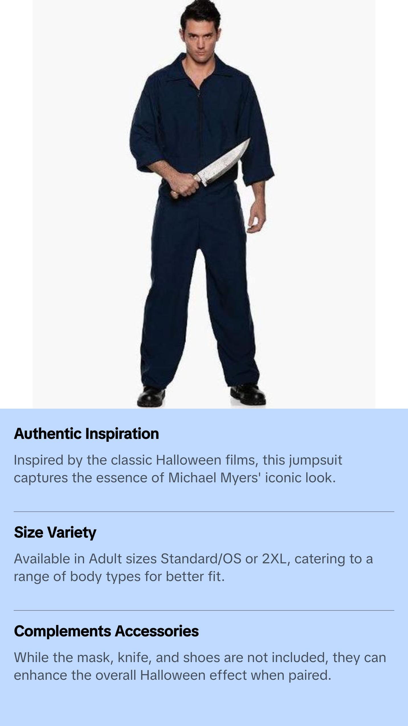 Horror Jumpsuit - Halloween - Costume - Adult - 2 Sizes