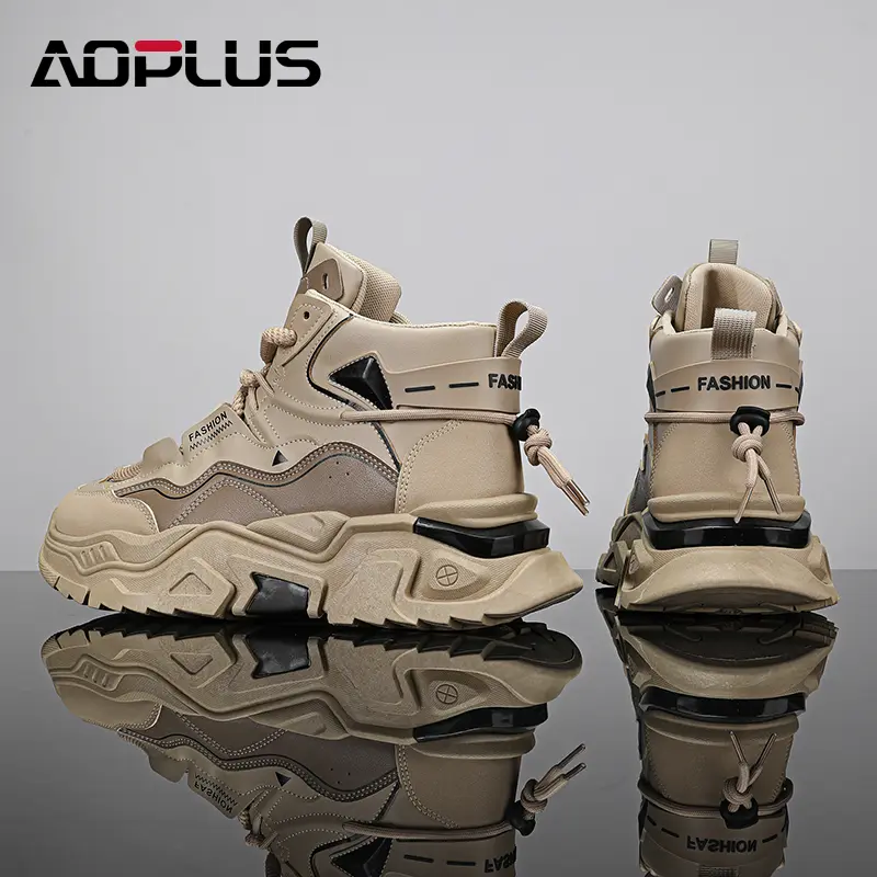 AOPLUS Men's Chunky Sporty Chic Sneakers with Butterfly Detail - Synthetic, Breathable, Cushioned & Slip Resistant for Outdoor Walking & Hiking, Lace-Up, All Seasons, All-Day Casual Trainers, Elegant, Statement Shoes, Chunky Look, Outdoor Hiking, Bold "Fa