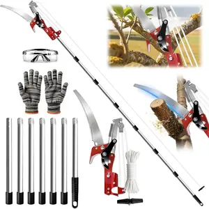 Pole Saw for Tree Trimming,Long Handle Branch Pole,Manual Pole for Yard Patios Branches Cutting (Red, 10FT)