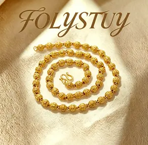 [6.6mm by 23.6inches Bead Necklace]【FOLYSTUY(YNY09)】Bead Necklace Hip Hop Necklace for Men & Women M Clasp Unisex Evening Chain & Link